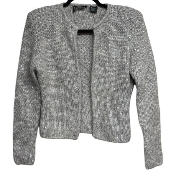 Rafique Vintage Open Cardigan Mohair Blend Ribbed Knit Metallic Size Medium - Picture 1 of 7